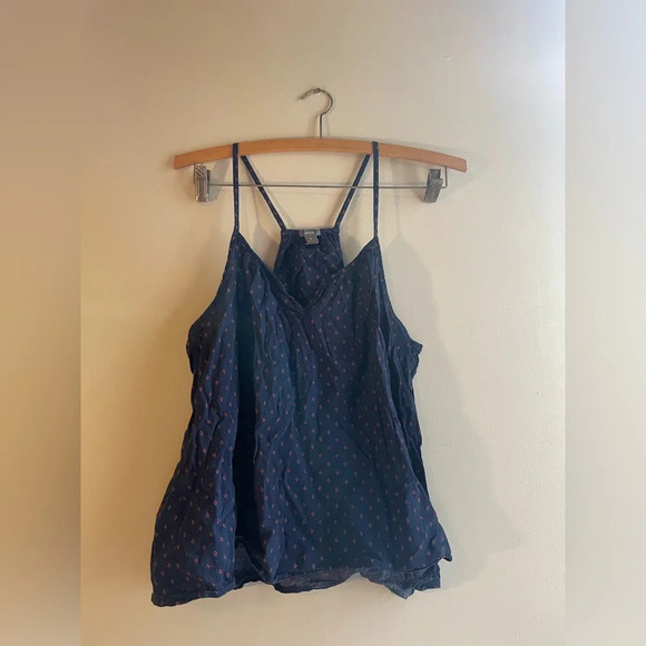 Aerie Pj Set with Navy Blue and Redish/Pink Geometric Shapes Tank Top and Shorts - Picture 1 of 4